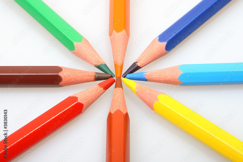 Some color pencils isolated on white background