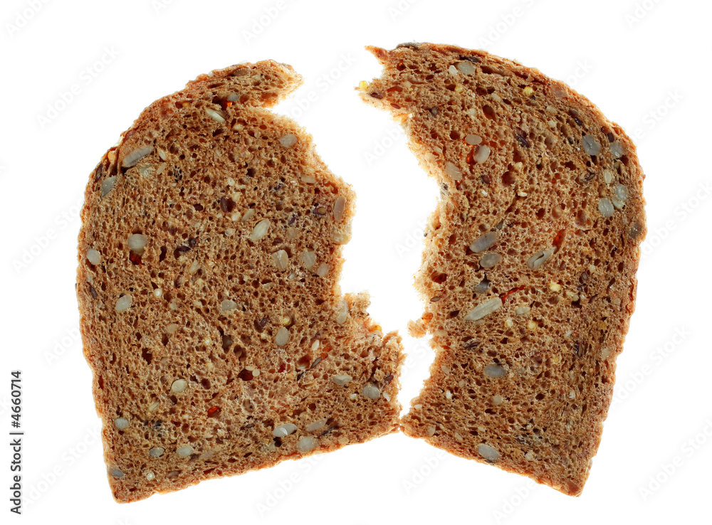 Bread with seed on white