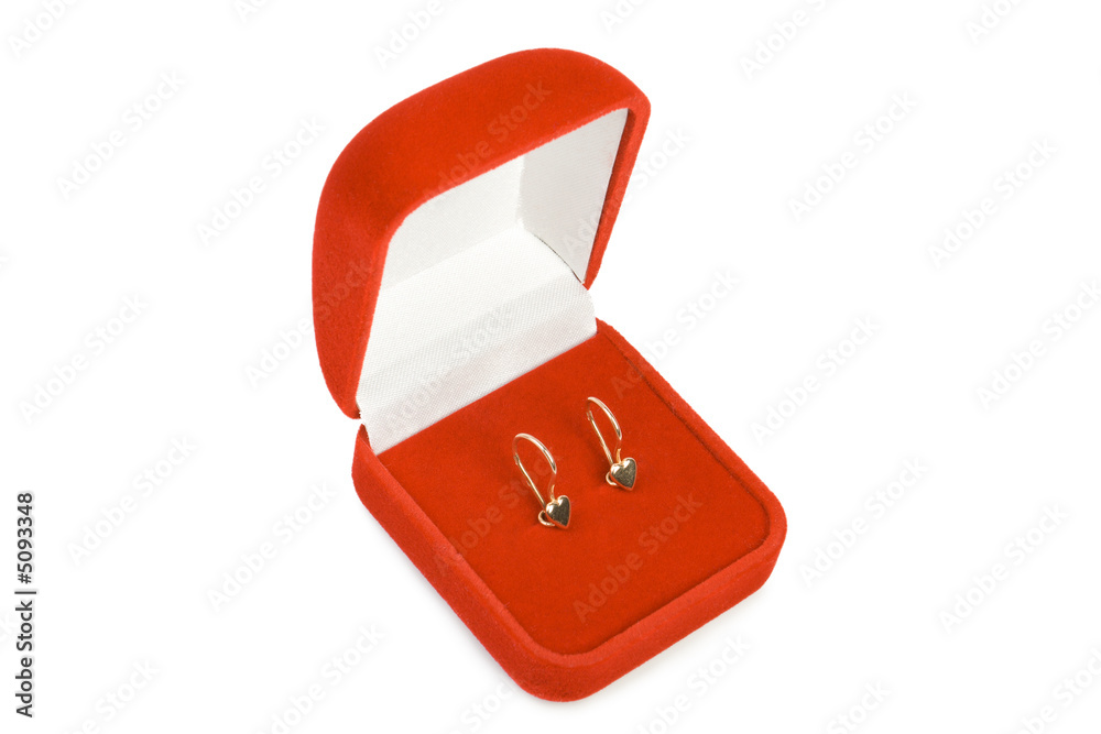 Earrings in red box.