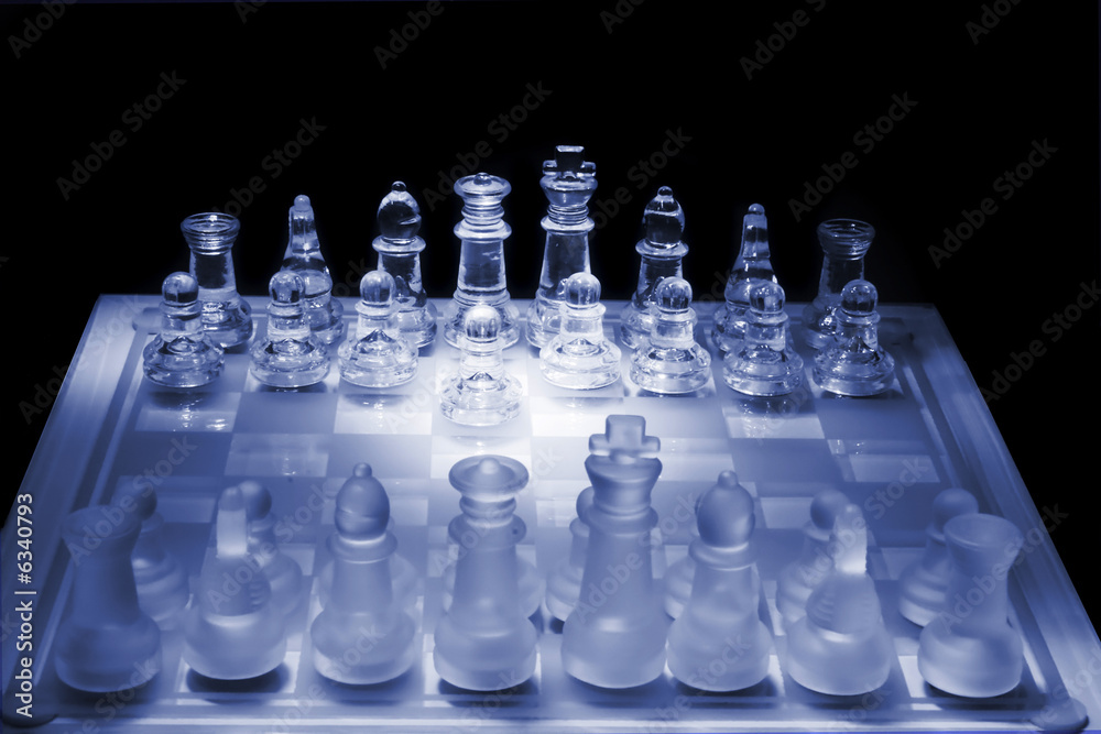 Chess pieces (toned in blue  shallow DOF)