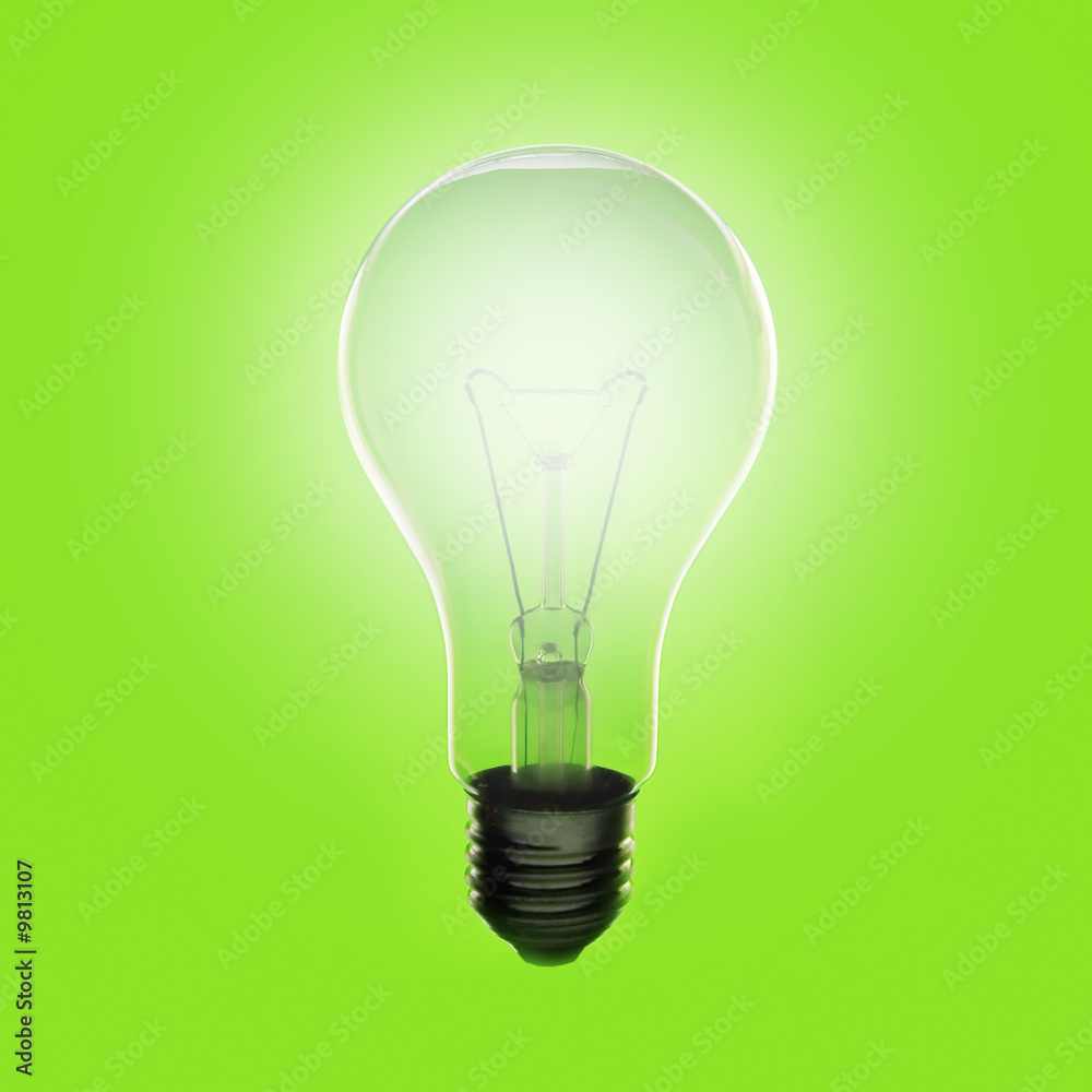 electric lamp on green background