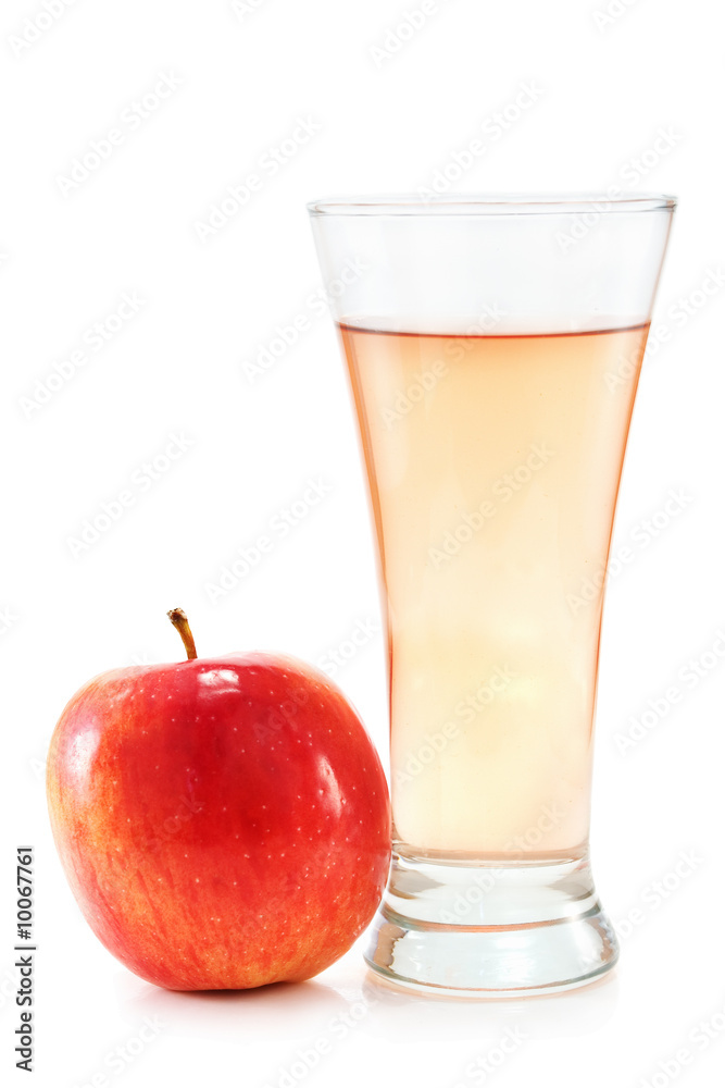 apple and  glass isolated on white