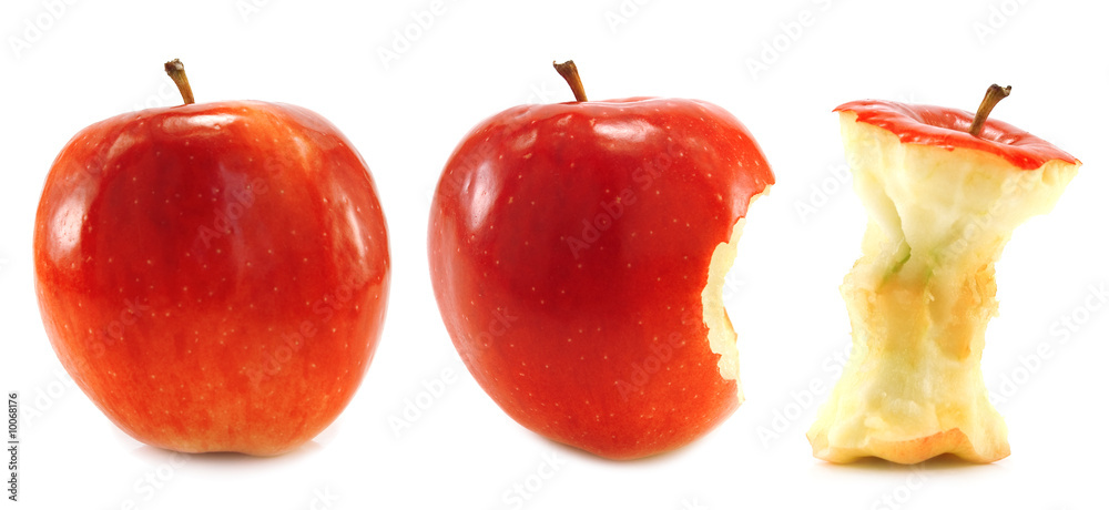 three red apples isolated on white