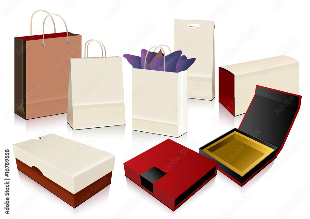 Vector Paper Bag and Boxes