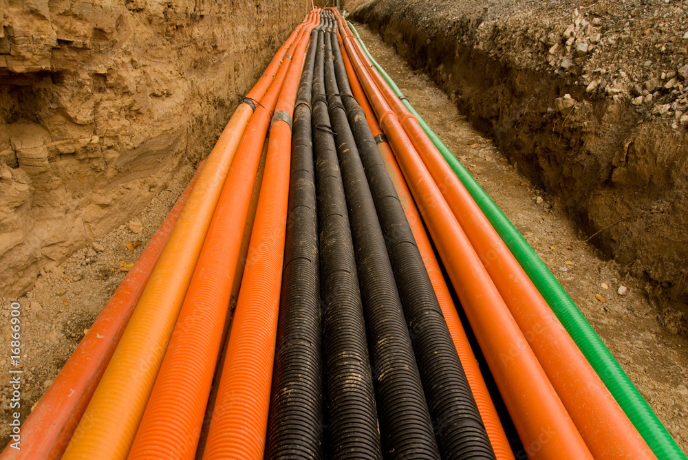 Plastic pipes with cables