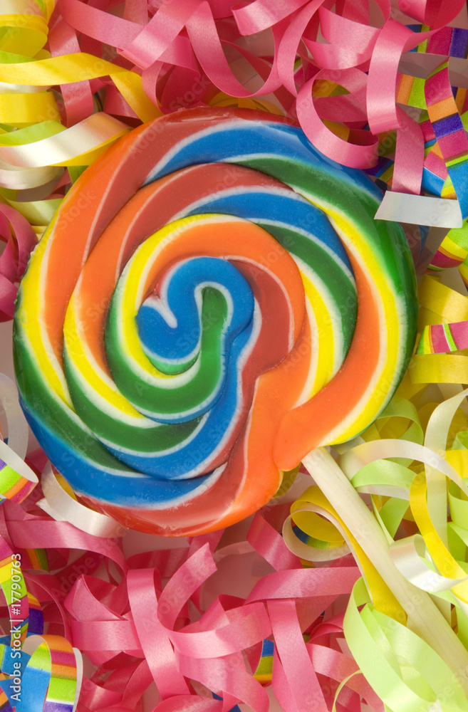 Colorful Birthday Sucker with Ribbons