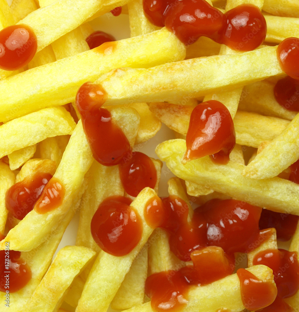 French fries with ketchup