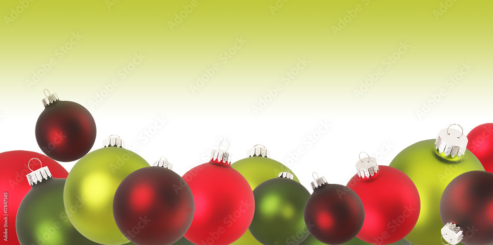 Border or red and green Christmas ornaments