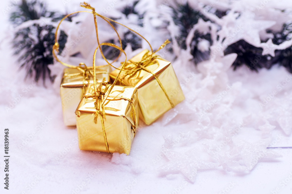 Gold Christmas gifts decoration