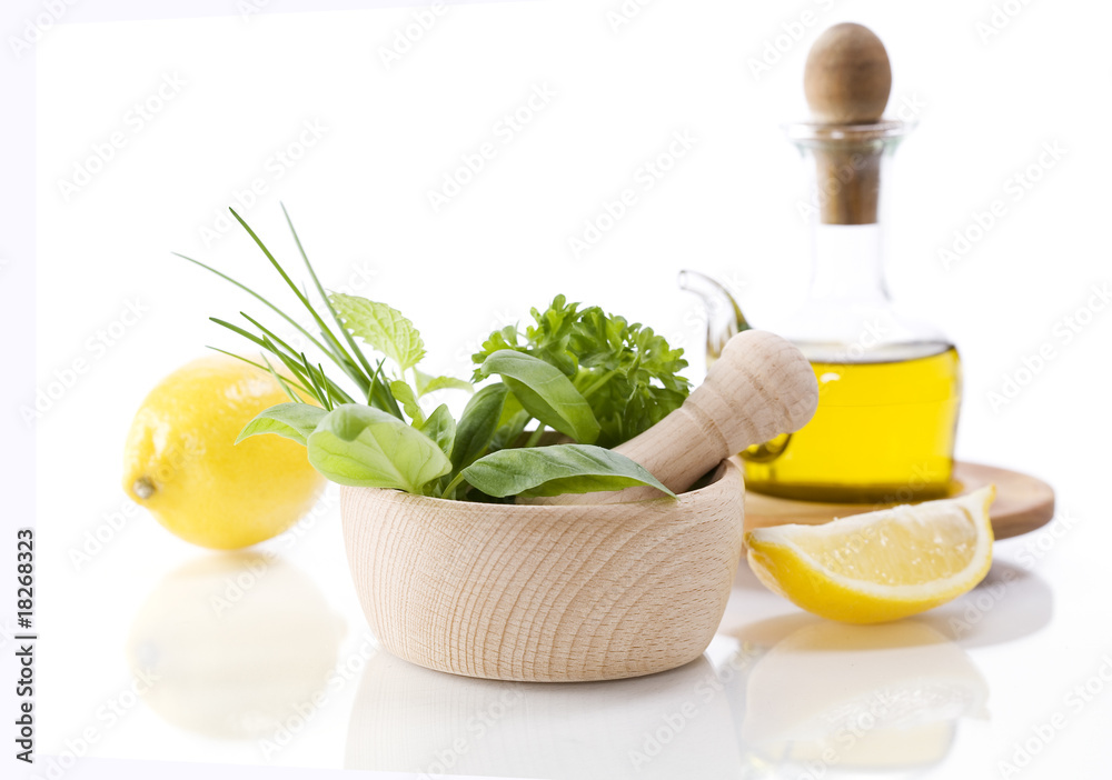 Olive oil, Healing herbs and lemon