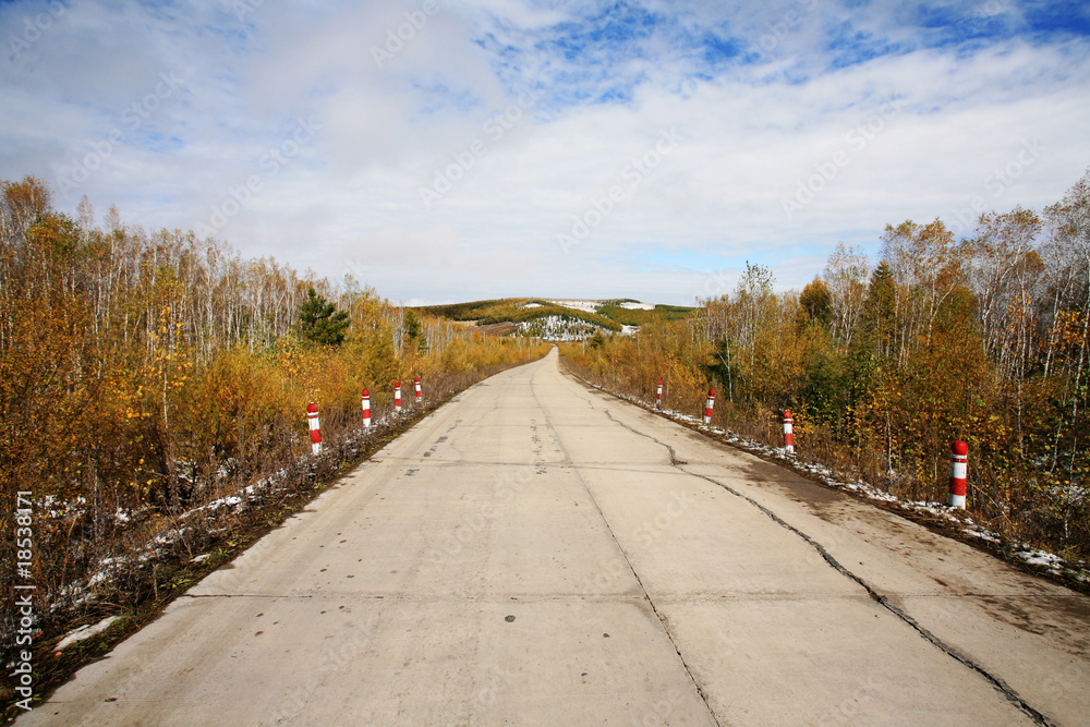 消失在远方的笔直道路