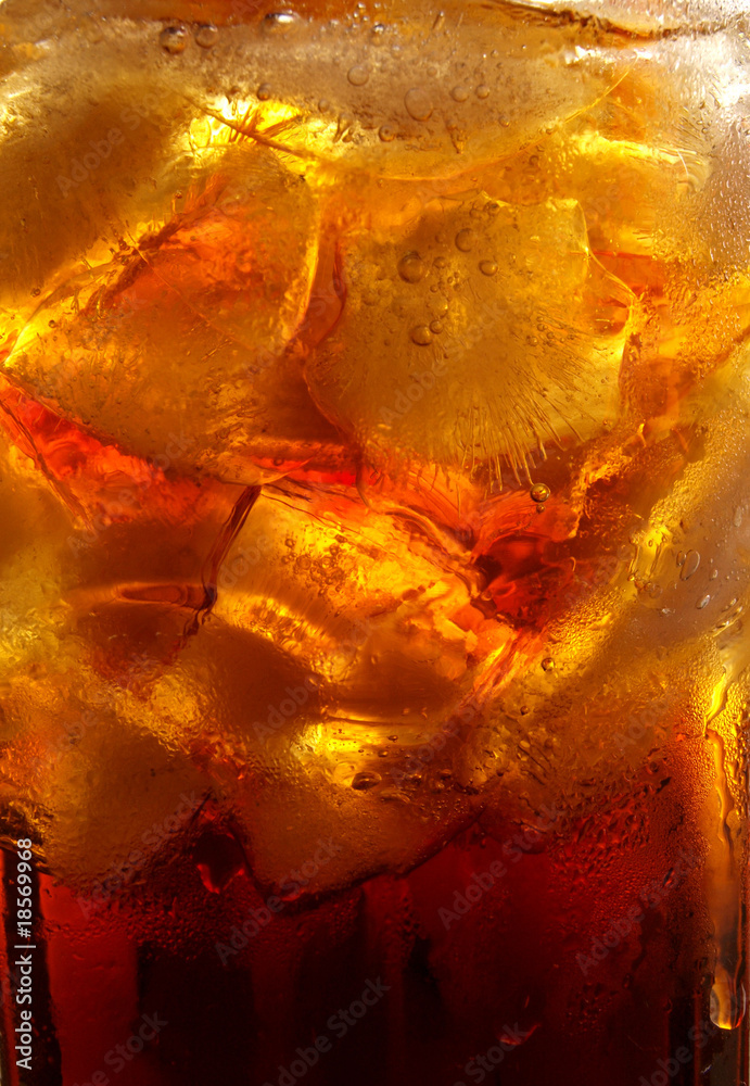 Ice cubes with cola