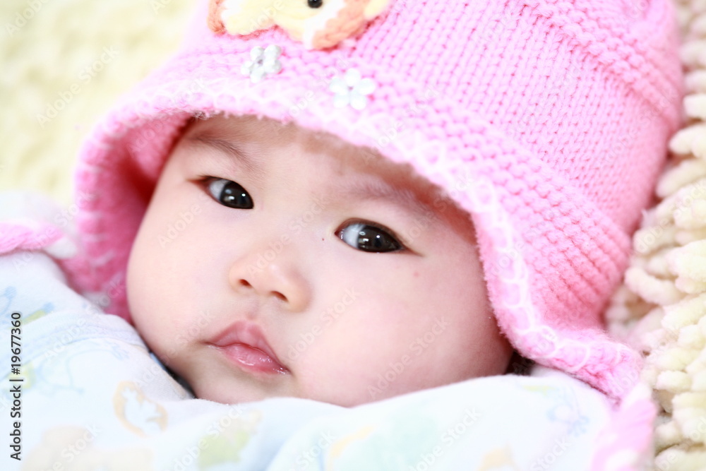 close up of cute asia baby