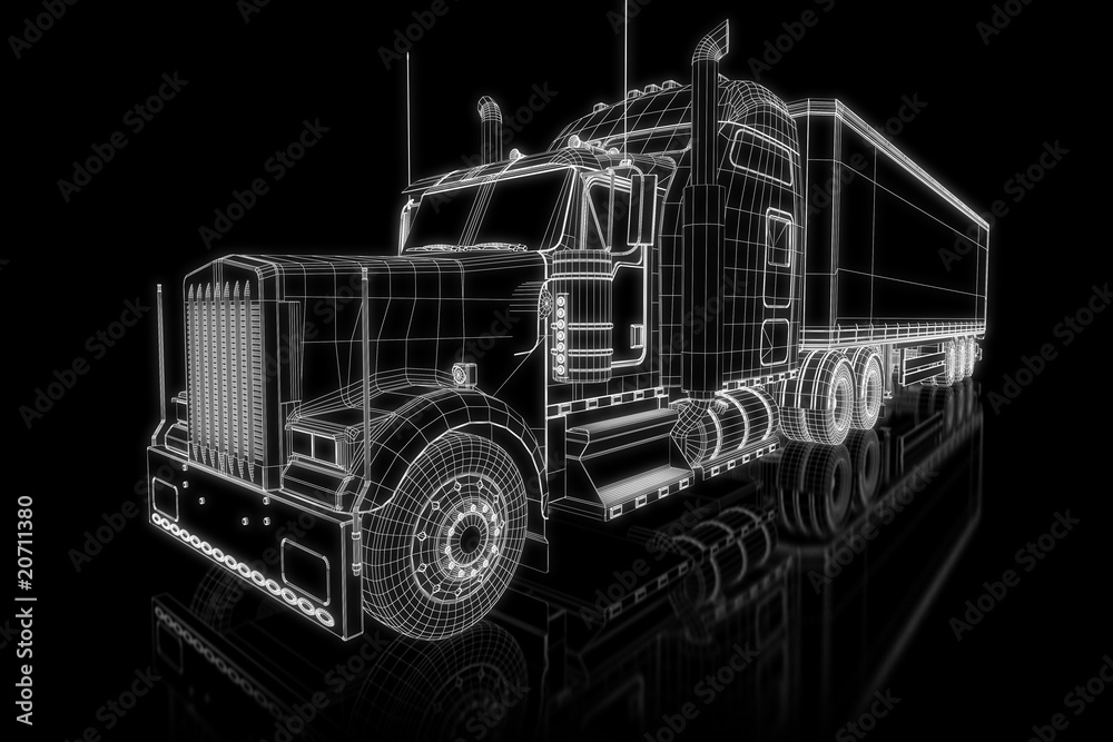 US Truck - perspective 3d construction