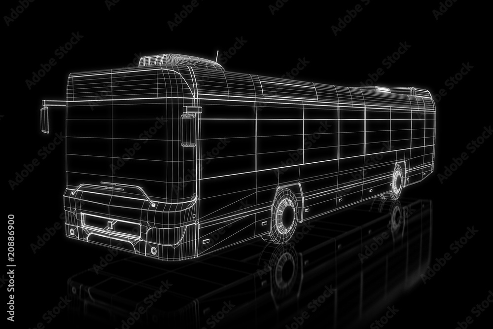 City bus - perspective 3d construction