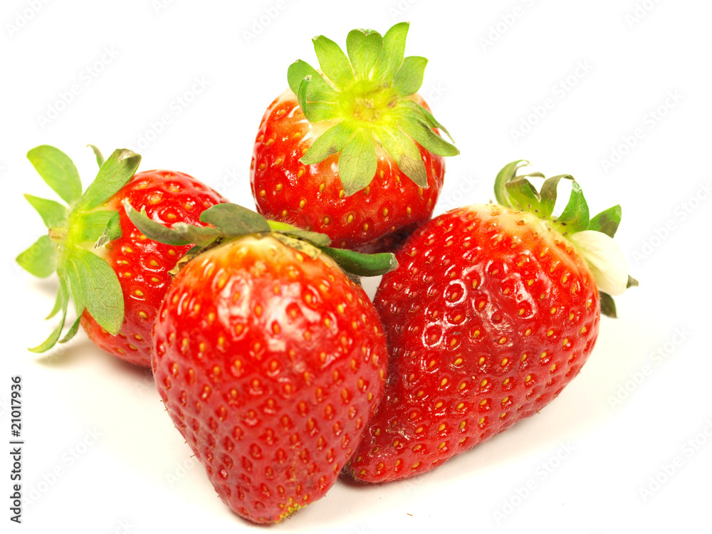 strawberries on white background