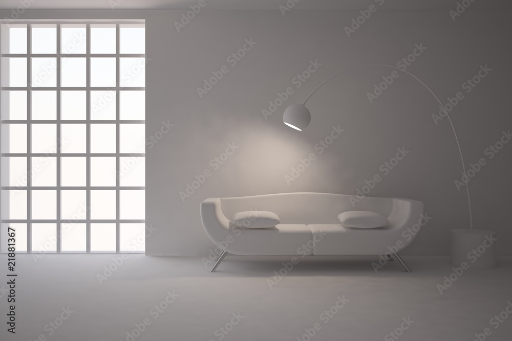 grey interior with lamp