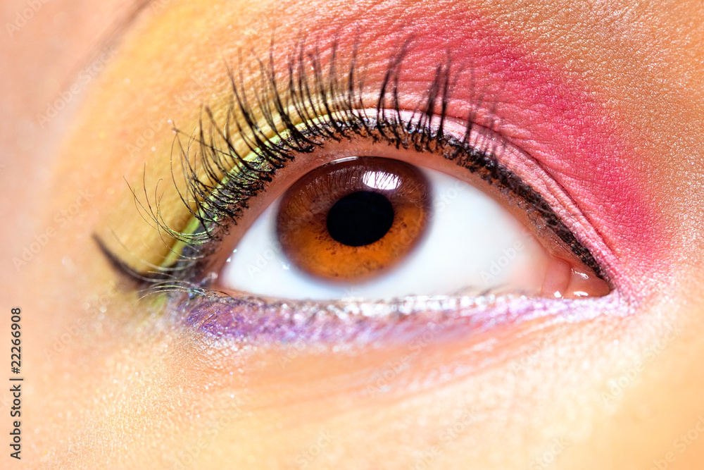 Young woman eye with makeup