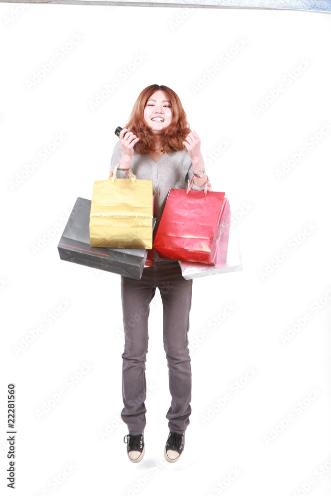 asian young girl with  shopping Bags