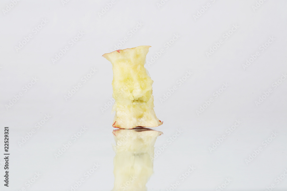 Apple core and white background