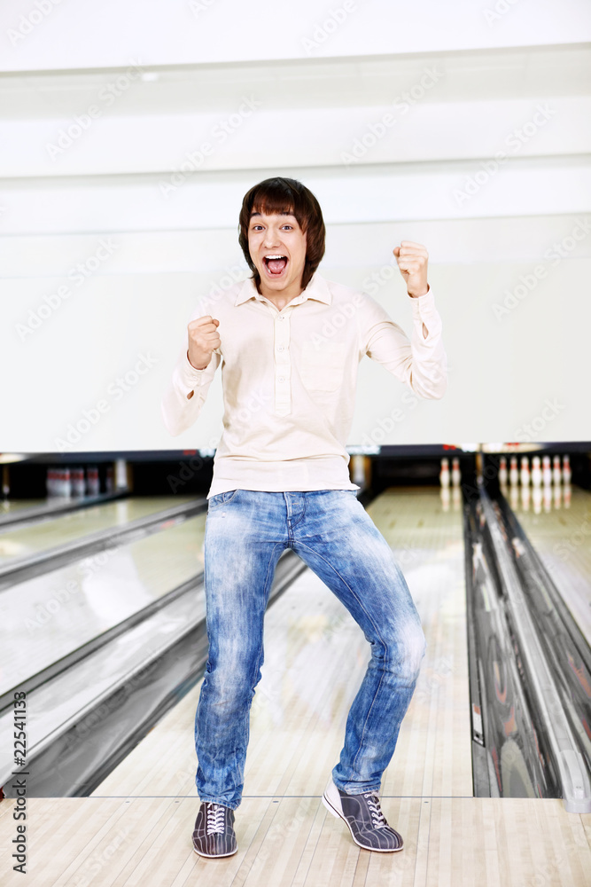 The young man in bowling