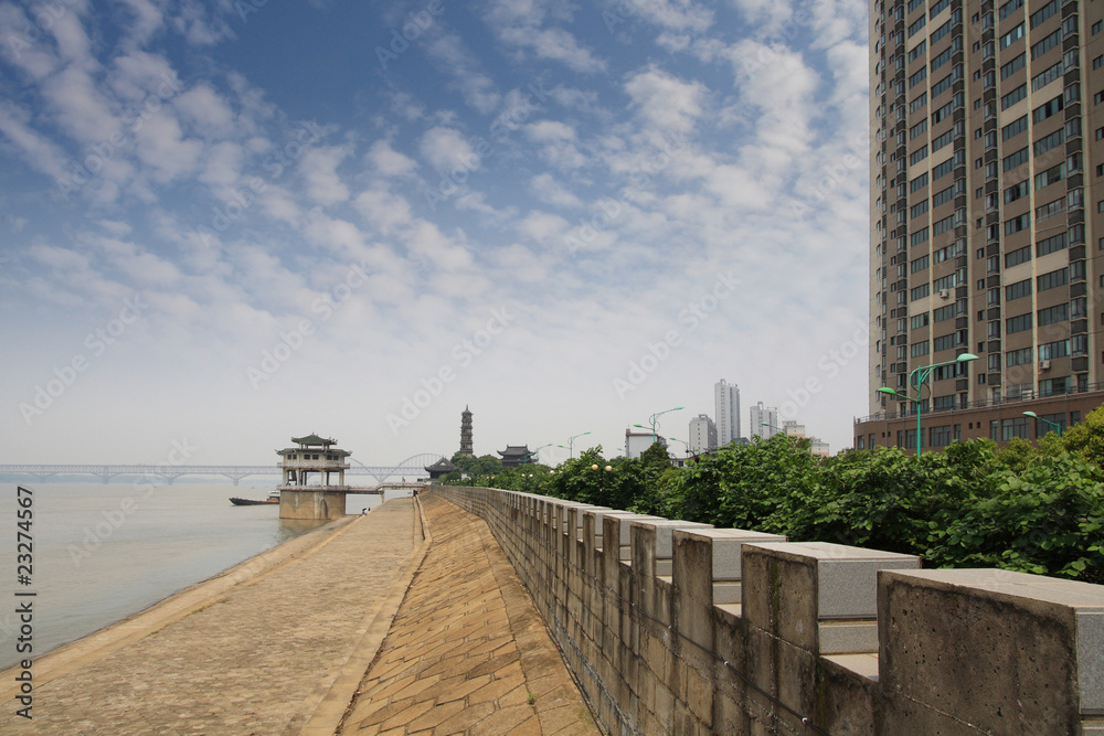 the yangtze river next to a city