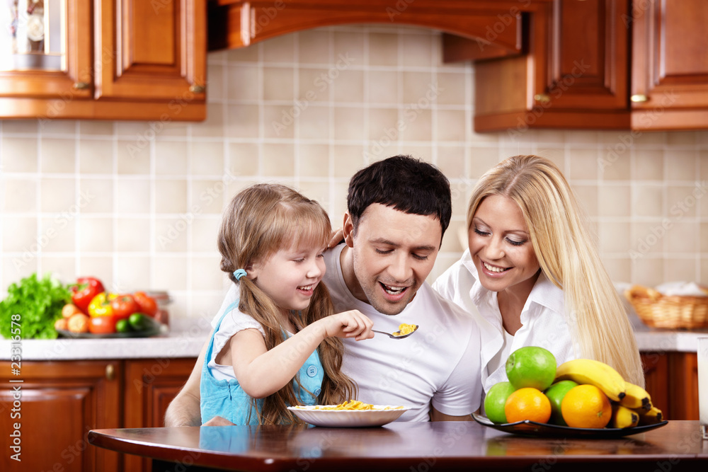 Breakfast of a happy family