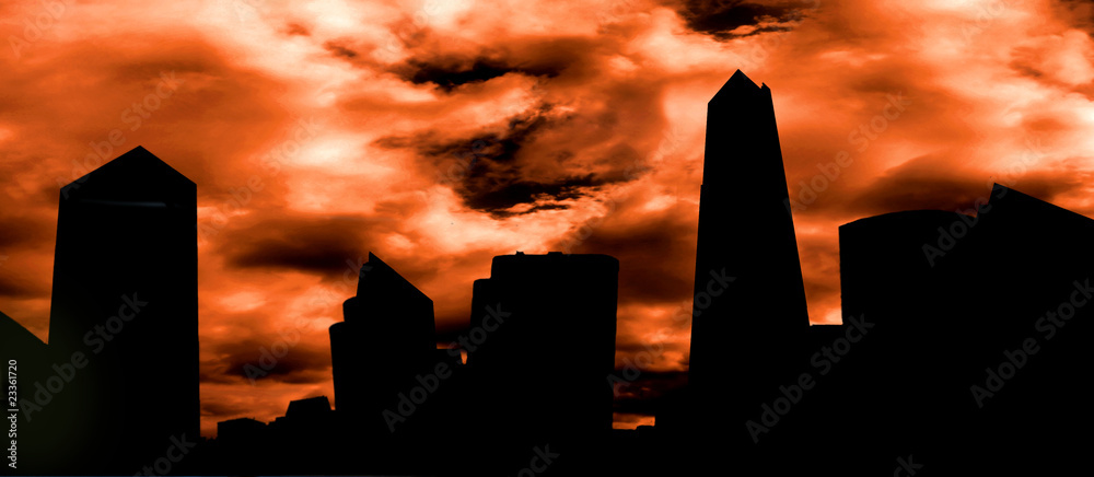 Dark skyscrapers city