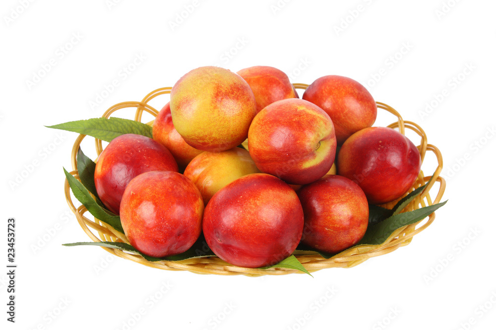 peaches in basket