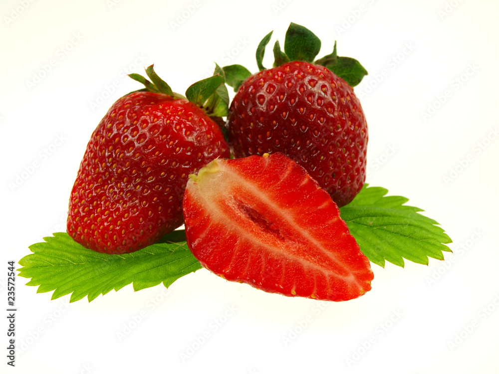 Strawberries on white background