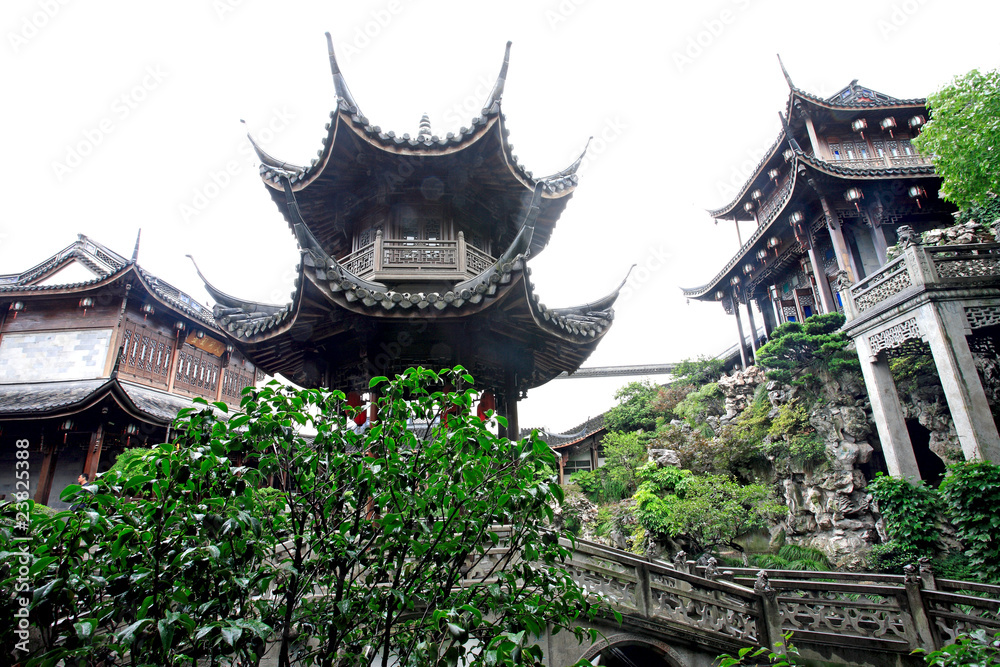 the tranquil  landscape of  Chinese ancient architecture