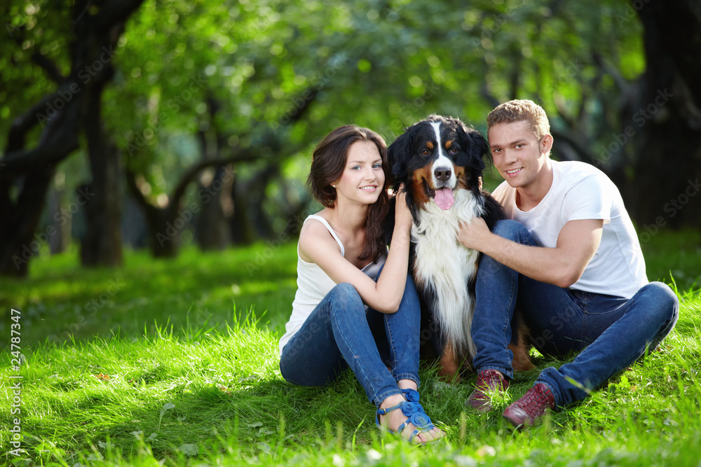 Couple with dog