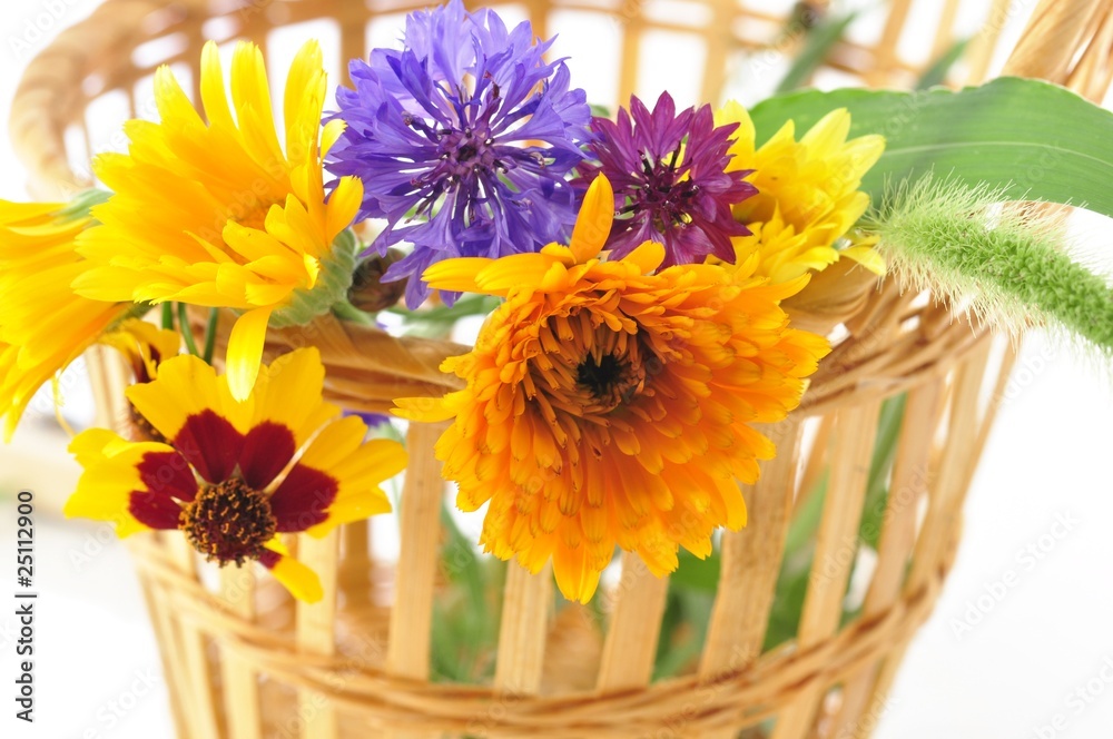 summer flowers in the basket