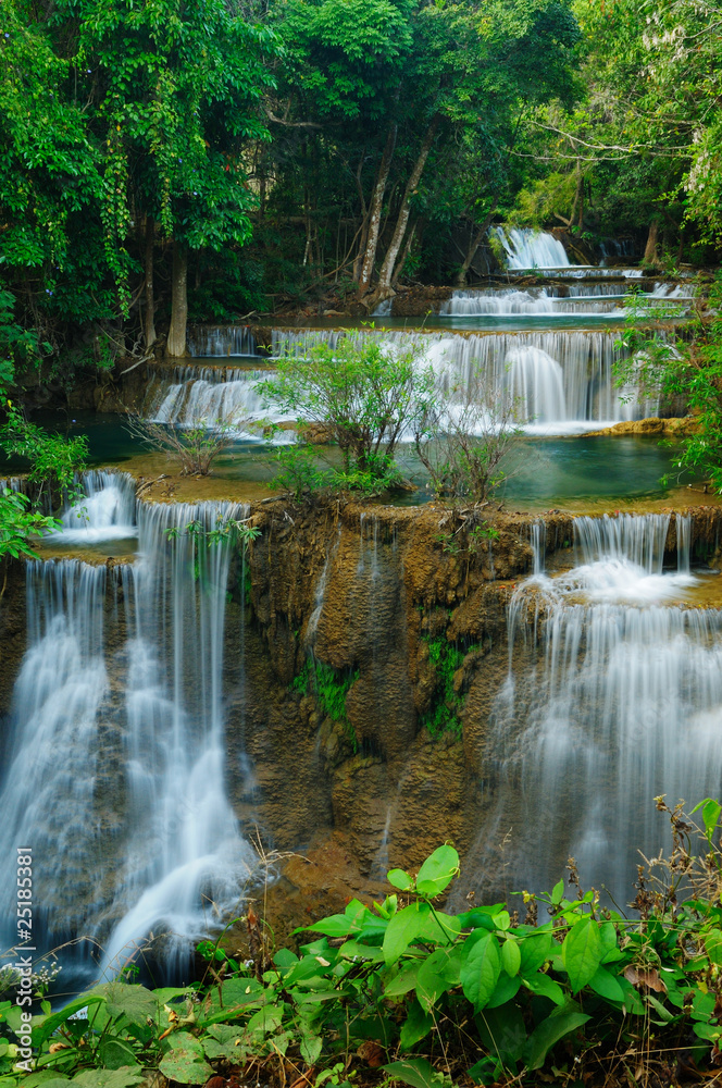 Deep forest Waterfall in Kanchanaburi, Thailand