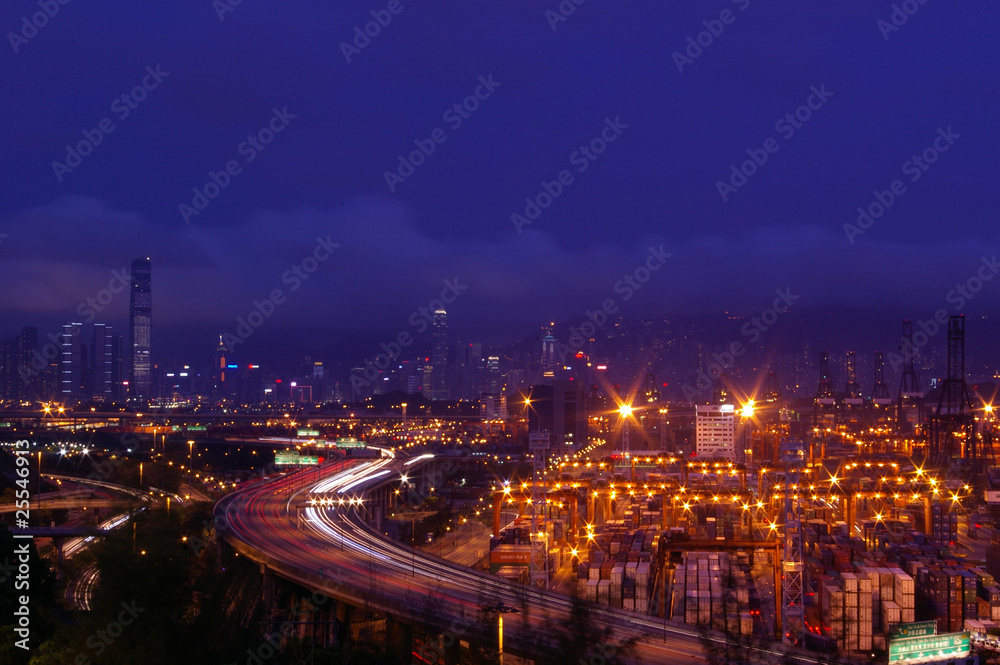 Traffic through downtown in Hong Kong