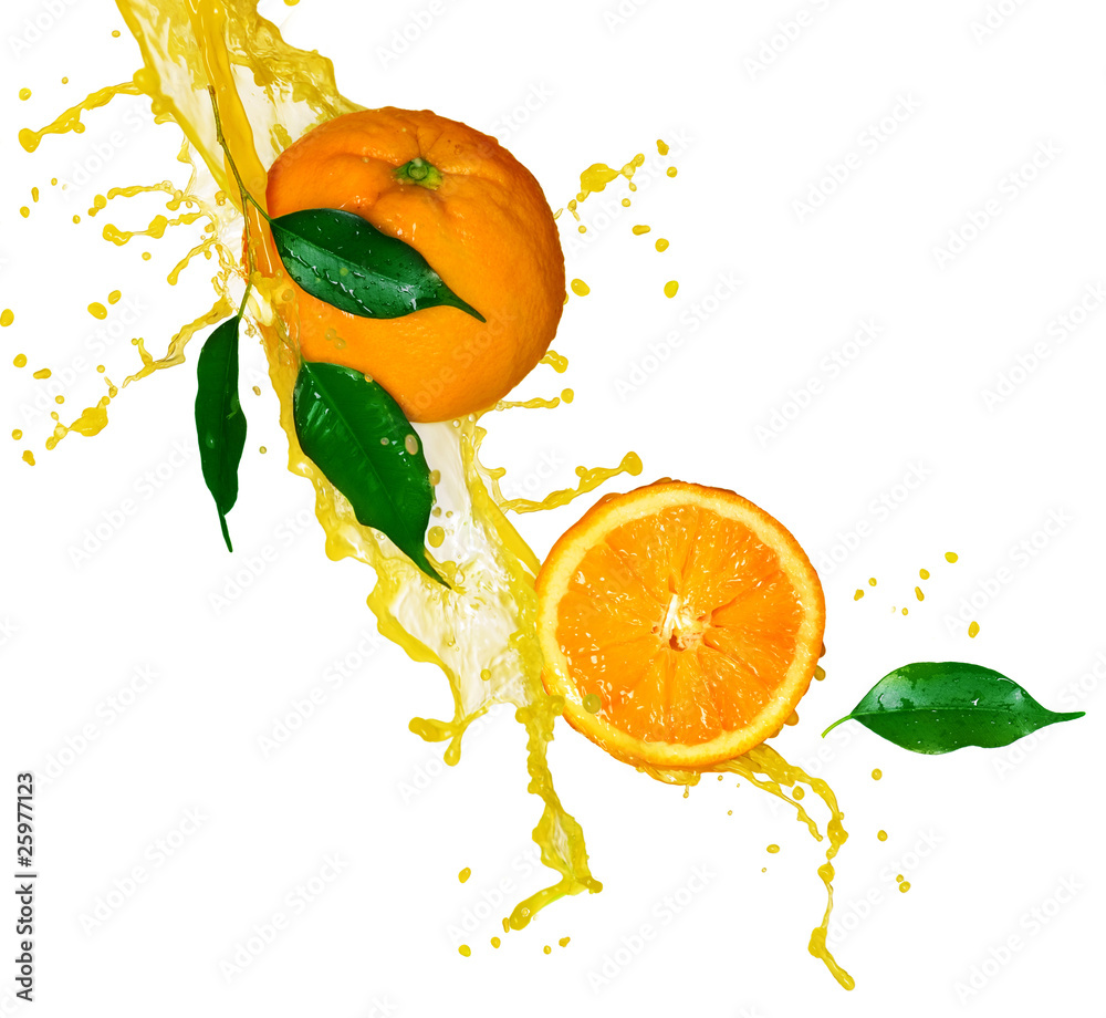 Orange juice isolated on white