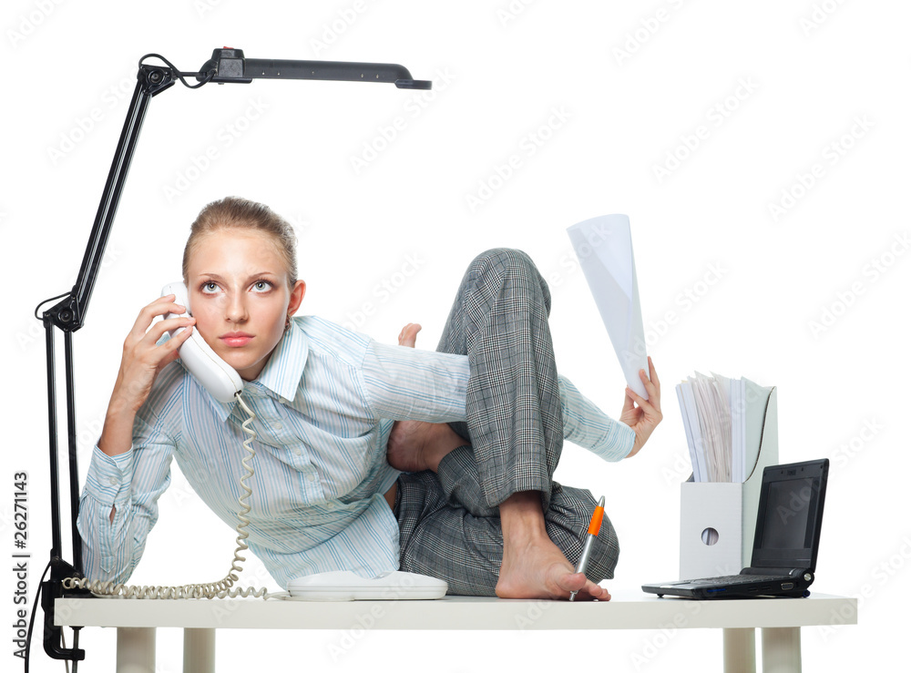 Flexible woman in office