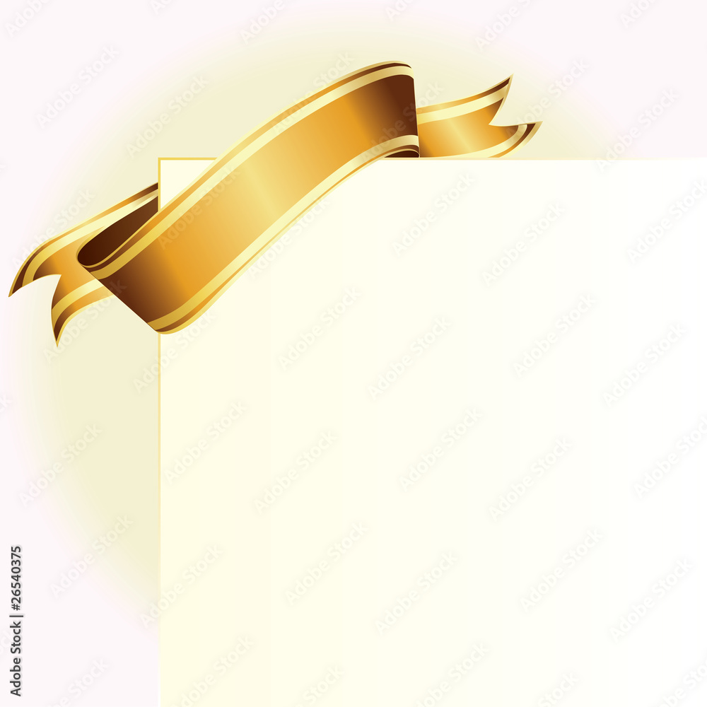 abstract background with golden ribbon vector