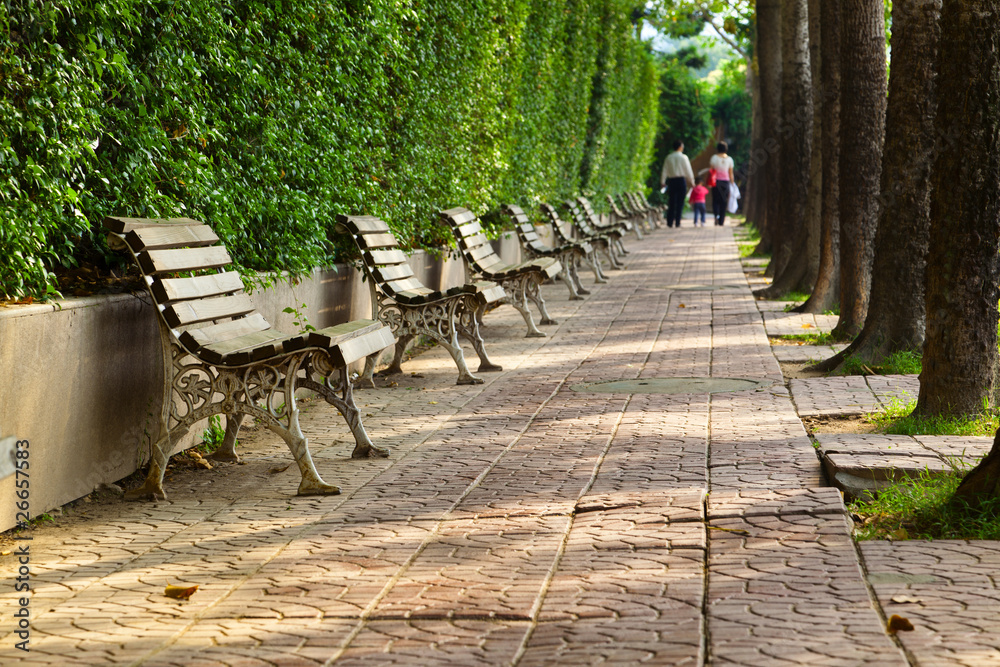 Park bench by park