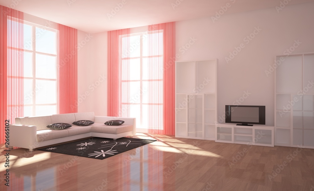 bright room with sofa