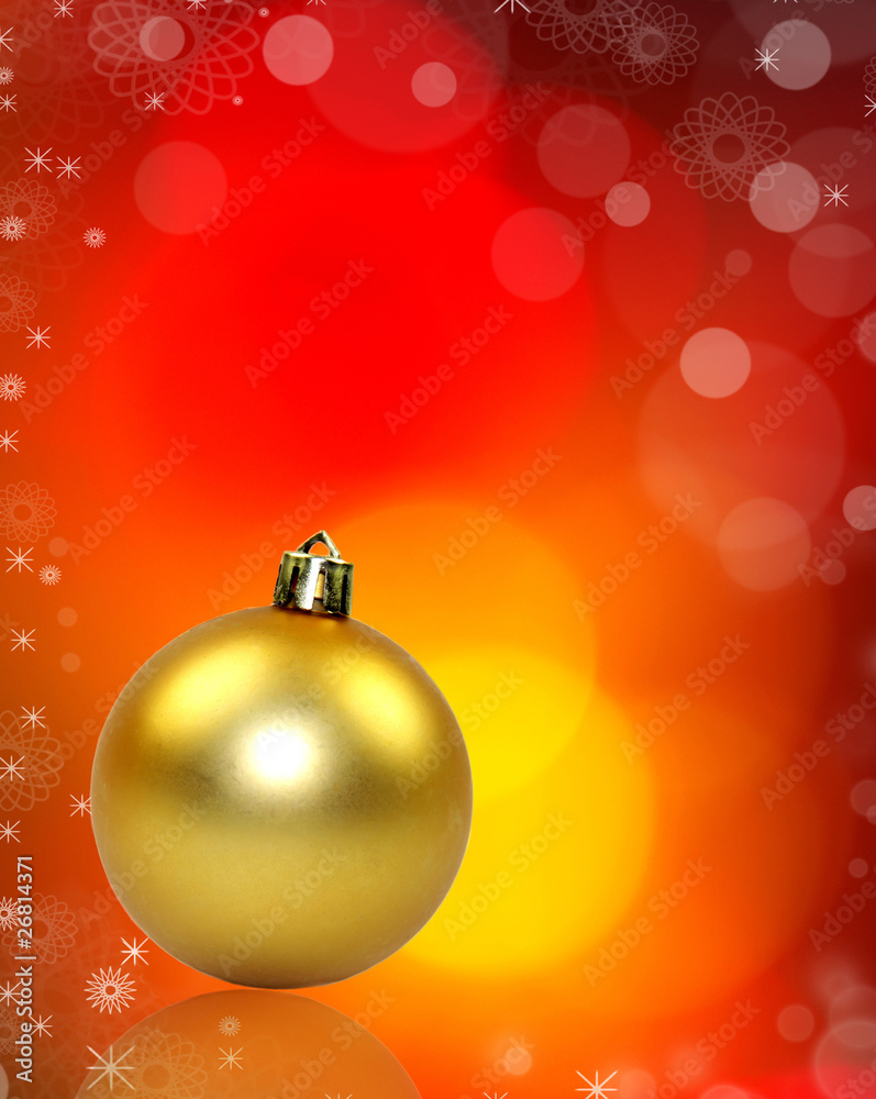 GOlden Christmas ball on blur shiny background