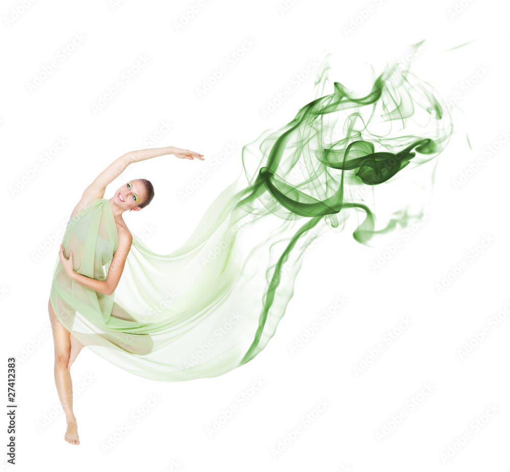 Dance in motion with  flying fabric