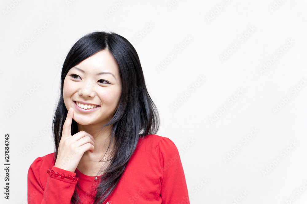 a portrait of beautiful girl isolated on white background