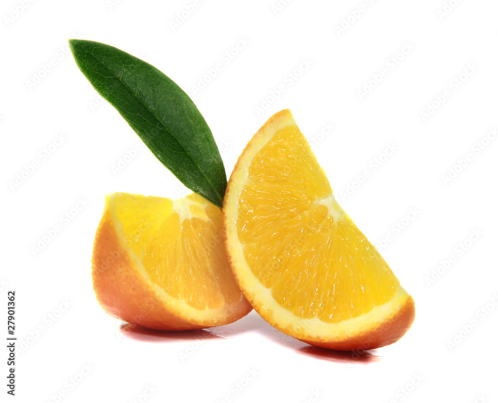 Orange slices on white background