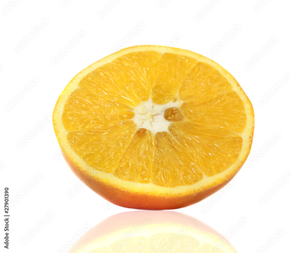 Half of orange isolated on white background