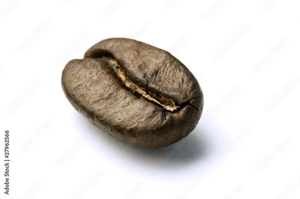 Coffee roasted bean isolated on white background. Shallow DOF