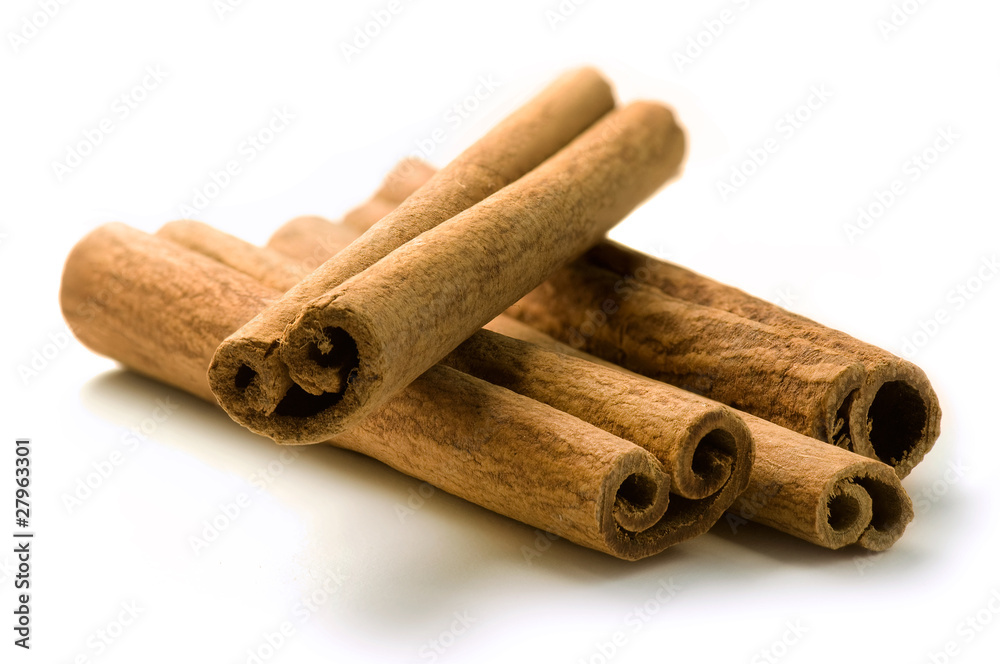 Cinnamon sticks isolated on white background