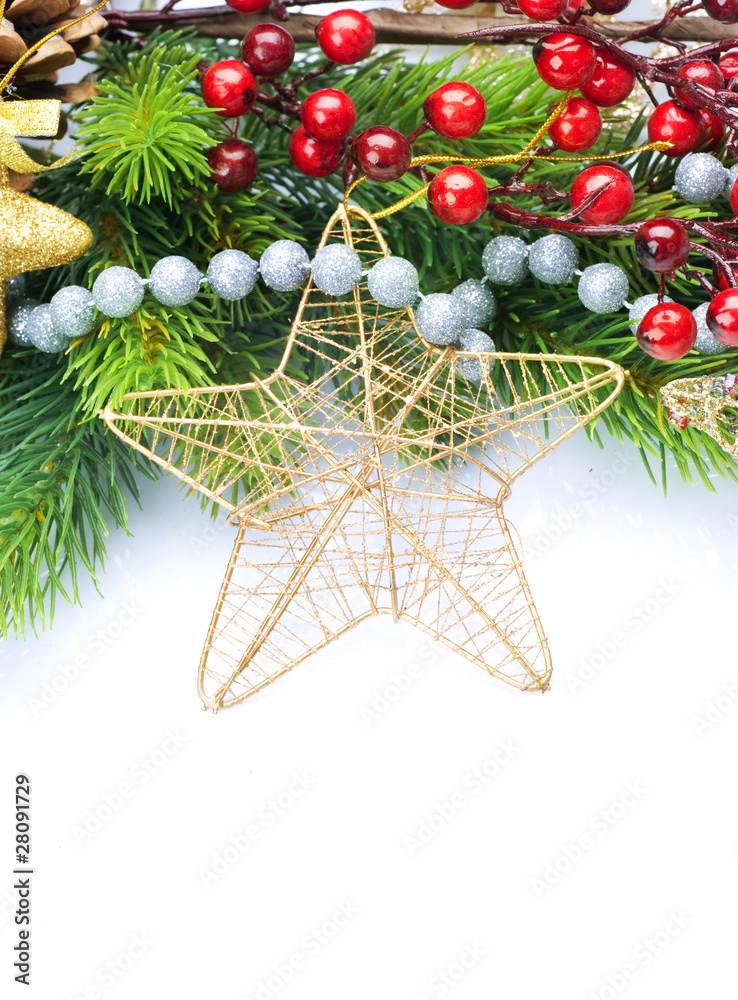 Christmas Decoration Border design isolated on white