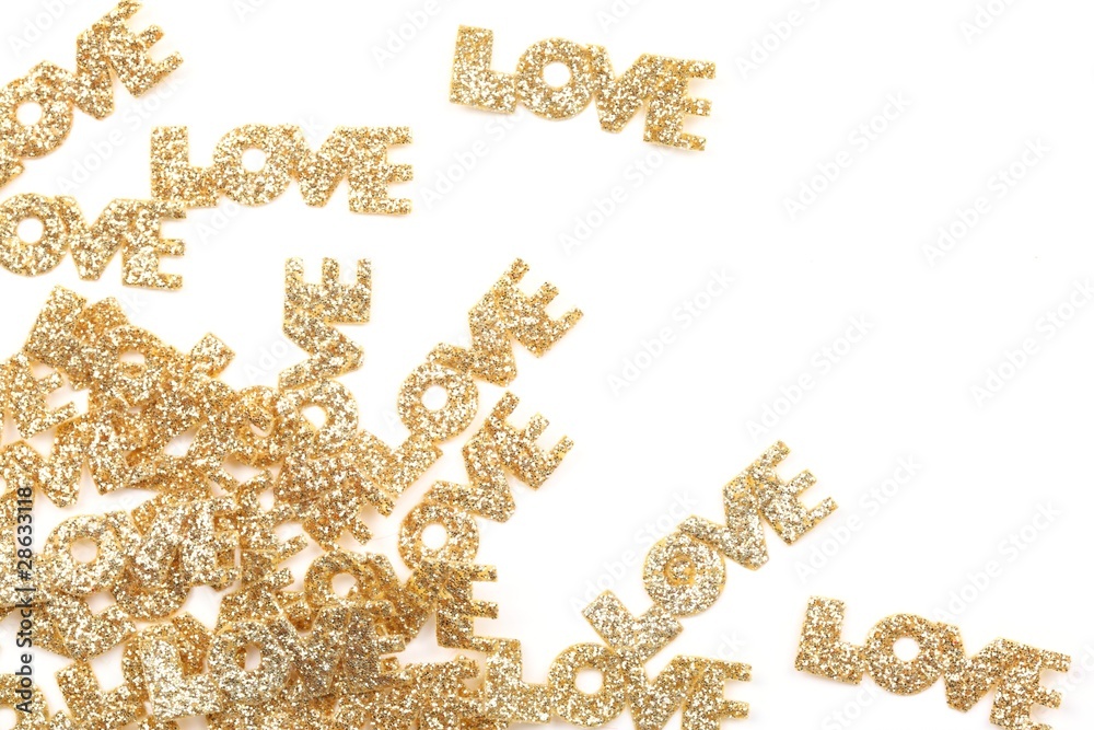 Glitter gold love letter background.