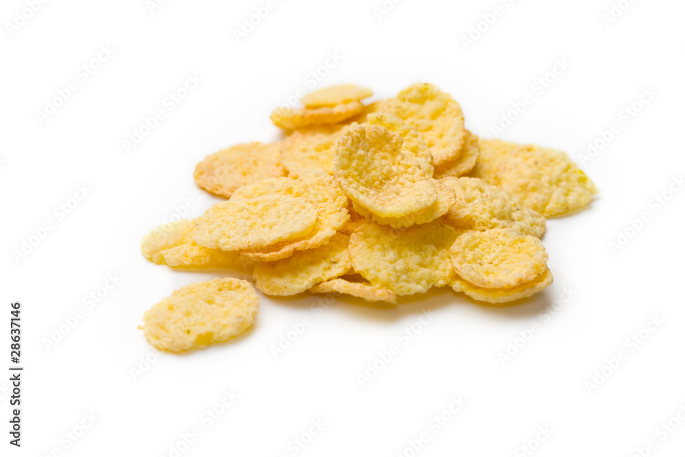 Corn flakes isolated on white